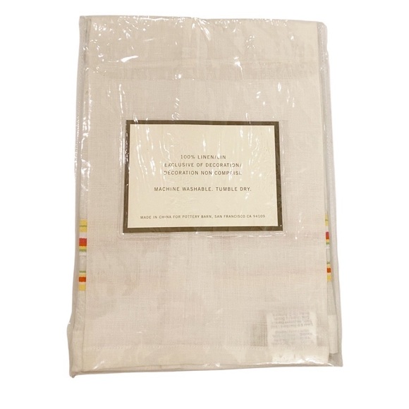 POTTERY BARN Cream Linen with Ribbon Guest/Hand Towel - Picture 2 of 7